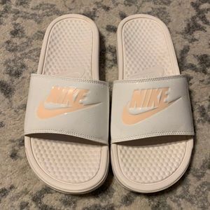 White Nike Slides